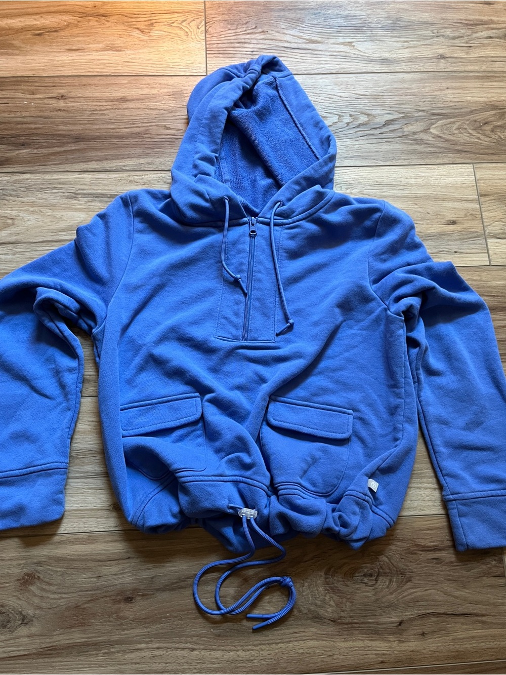 Blue Hooded Pullover Sweatshirt